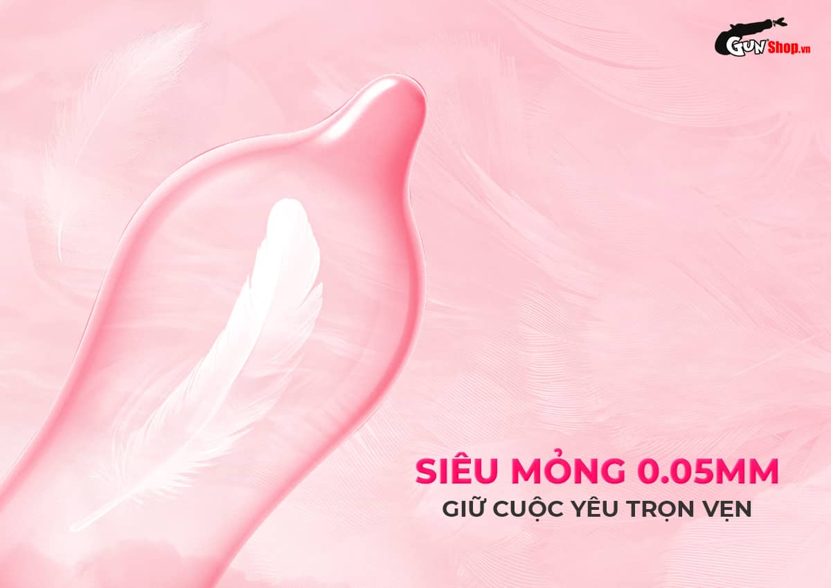 Bao cao su Okamoto Skinless Skin Strawberry hương dâu chính hãng tại Gunshop