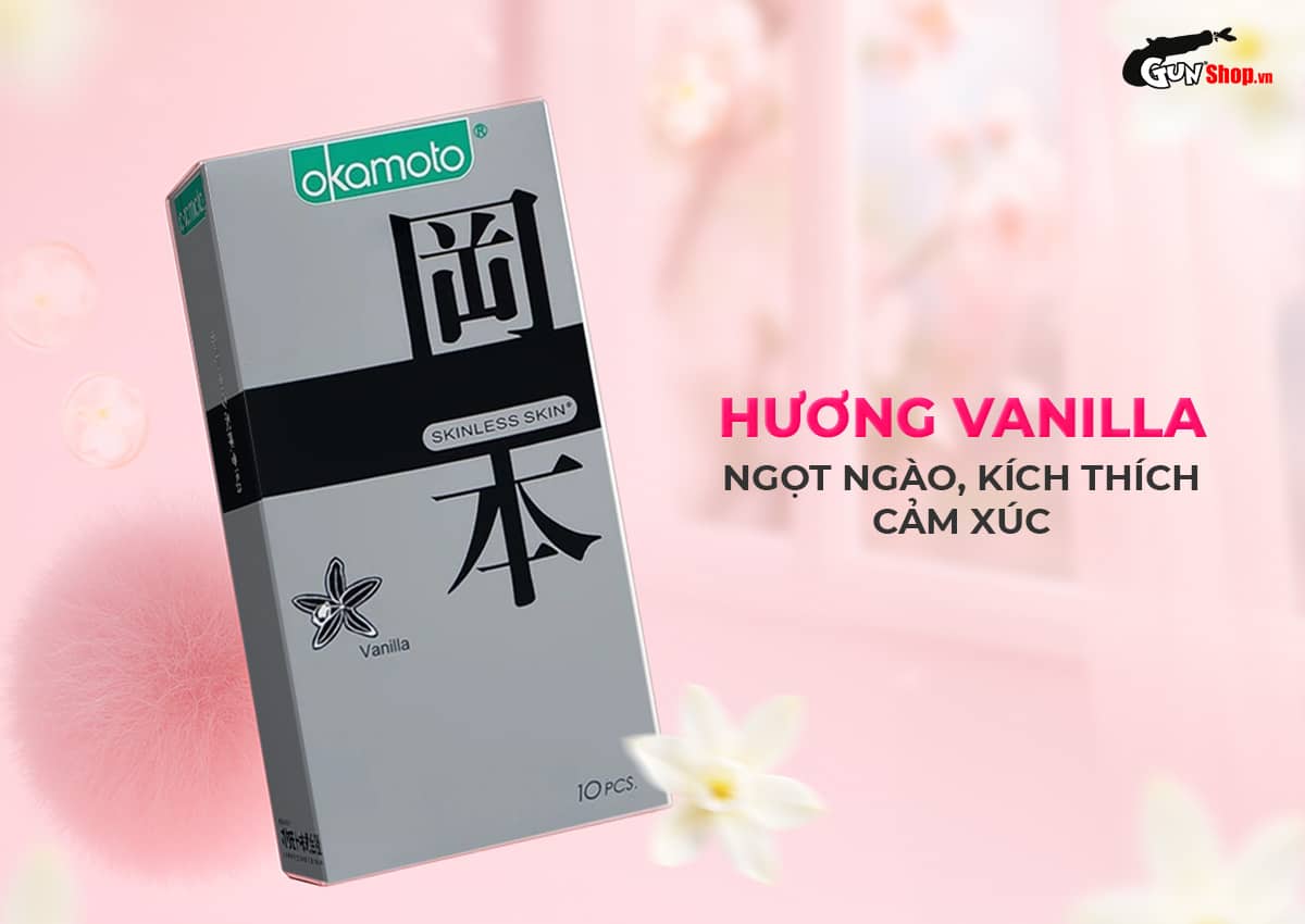Bao cao su Okamoto Skinless Skin Vanilla chính hãng tại Gunshop