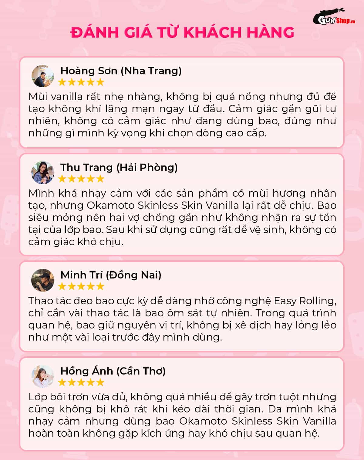 Đánh giá từ khách hàng về Bao cao su Okamoto Skinless Skin Vanilla