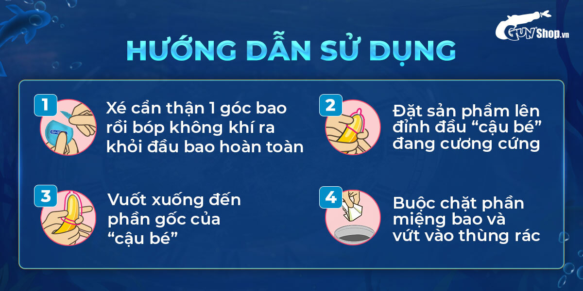 hướng dẫn sử dụng bao cao su OLO Cá thần