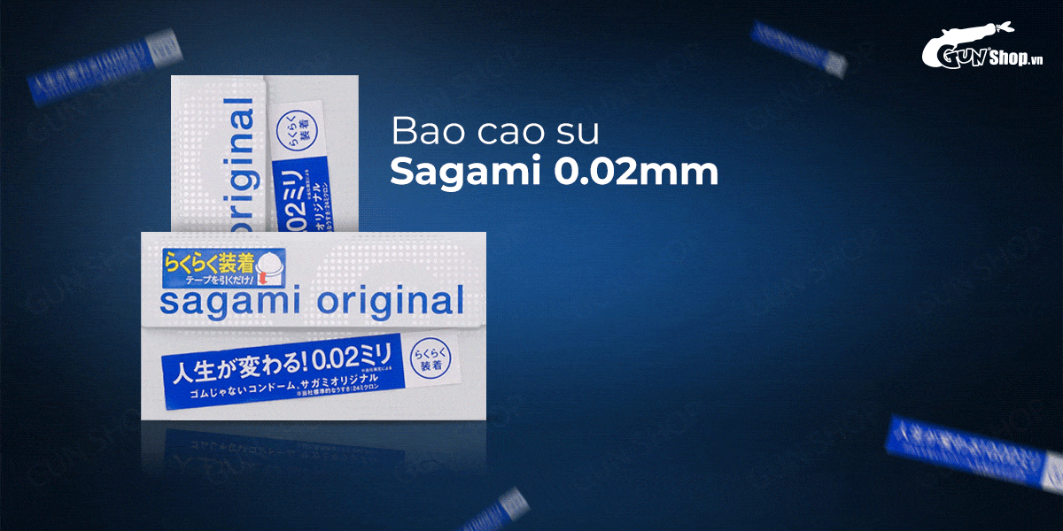 Bao cao su Sagami 0.02mm - Siêu mỏng - Hộp 6 cái