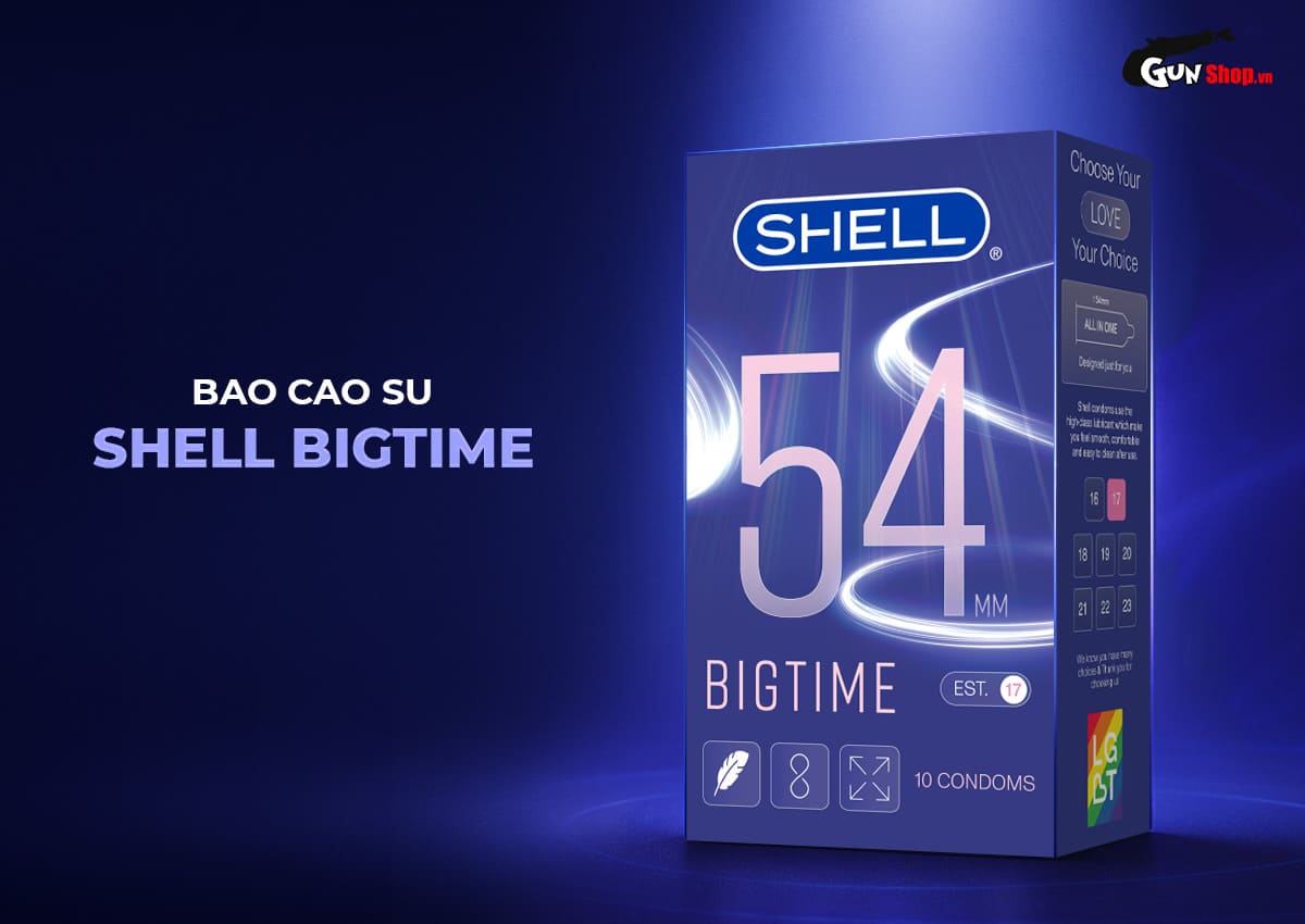 Bao cao su Shell Bigtime Size 54mm chính hãng cao cấp tại Gunshop