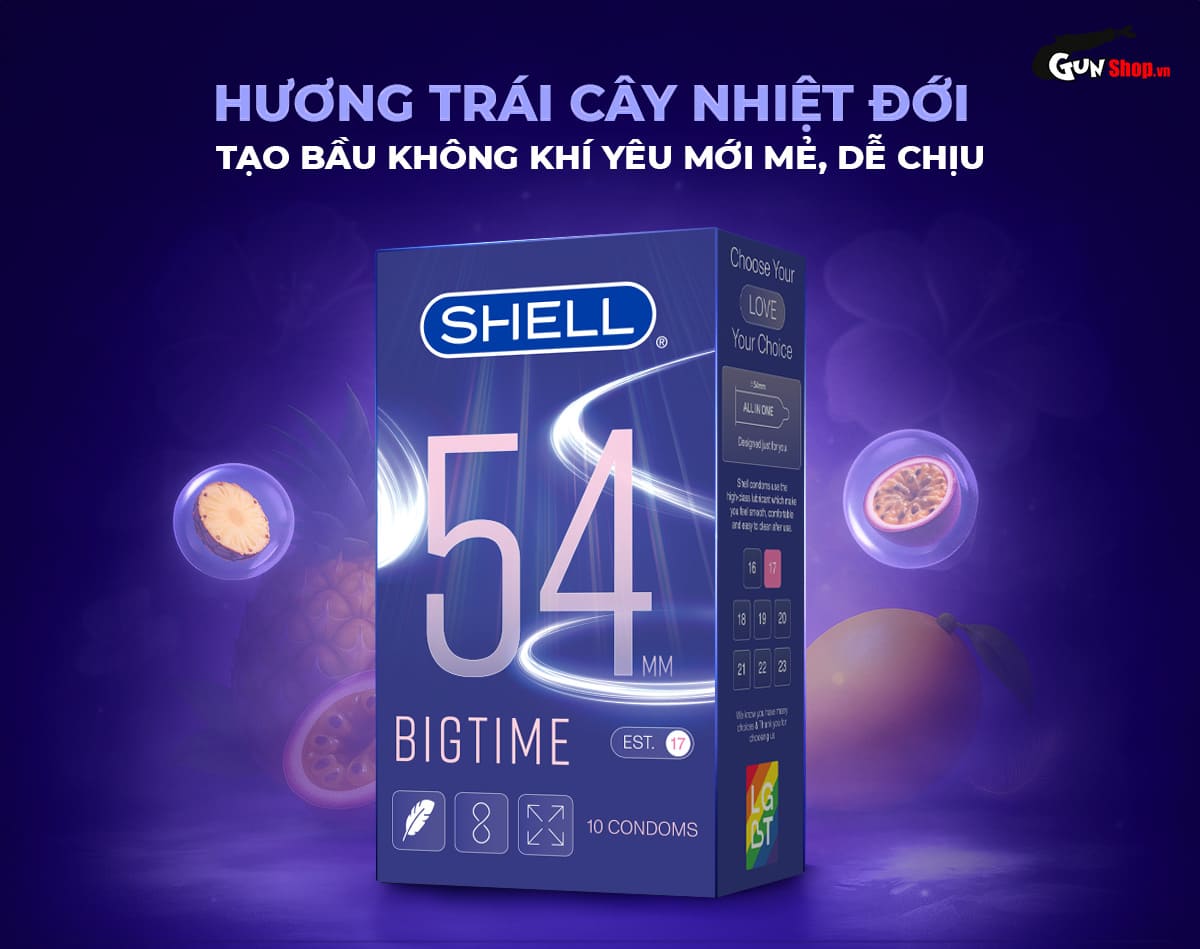 Bao cao su Shell Bigtime Size 54mm chính hãng cao cấp tại Gunshop