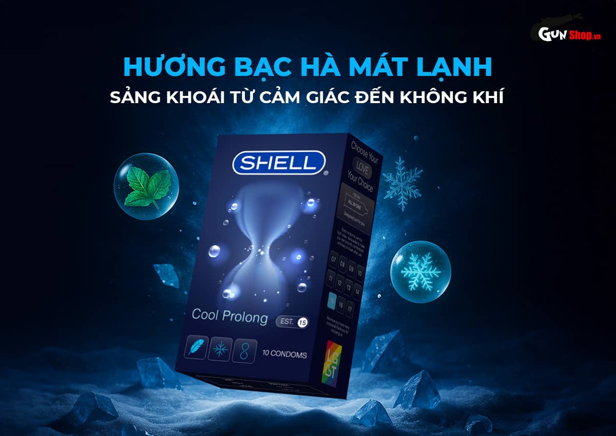 Bao cao su Shell Cool Prolong - Hộp 10 cái chính hãng tại Gunshop