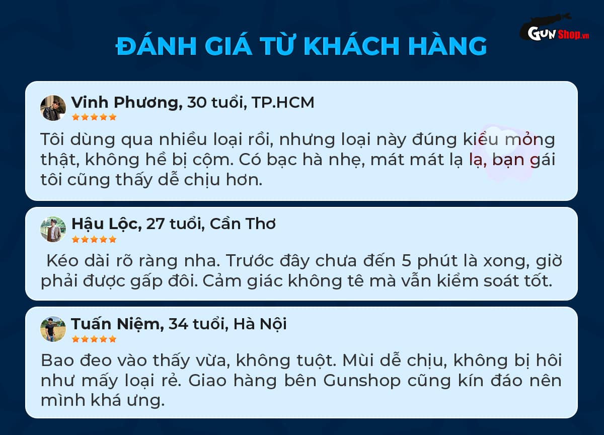 Bao cao su Shell Cool Prolong - Hộp 10 cái đánh giá từ khách hàng