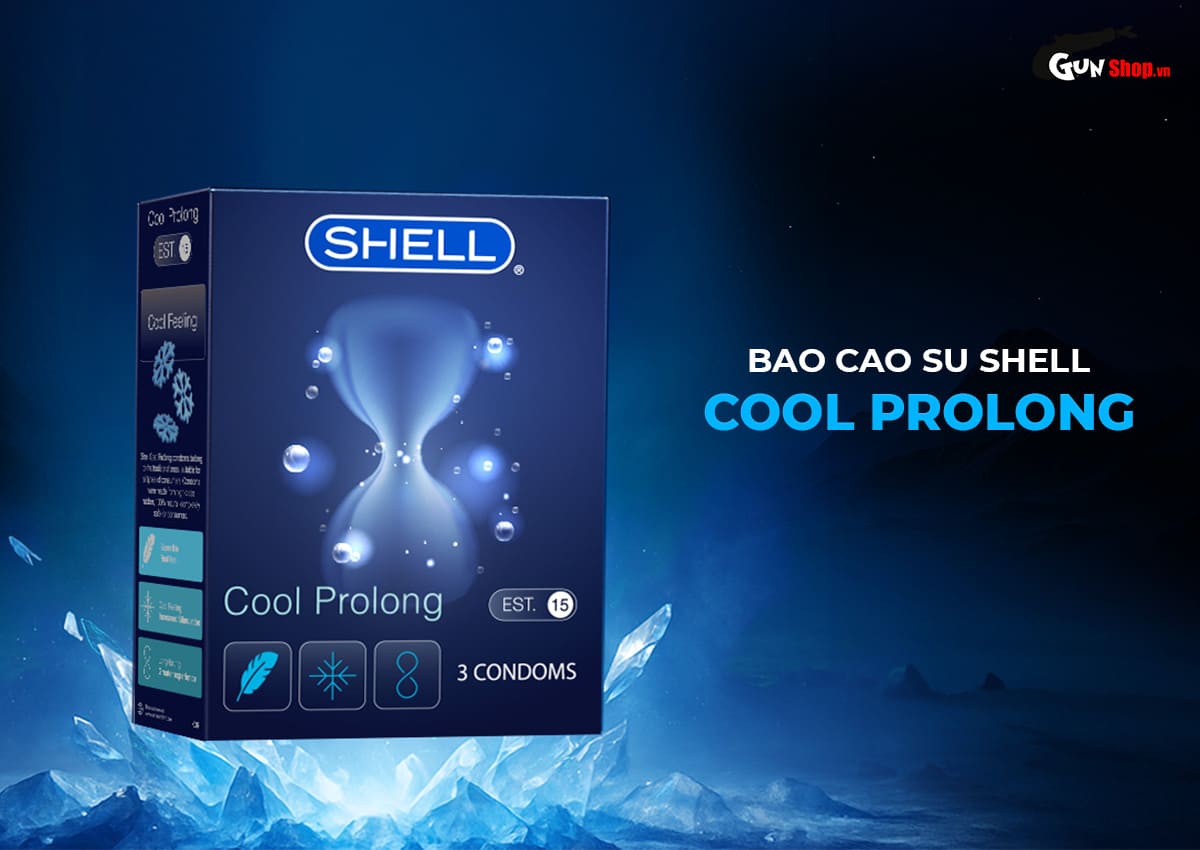 Bao cao su Shell Cool Prolong - Hộp 3 cái chính hang tại Gunshop