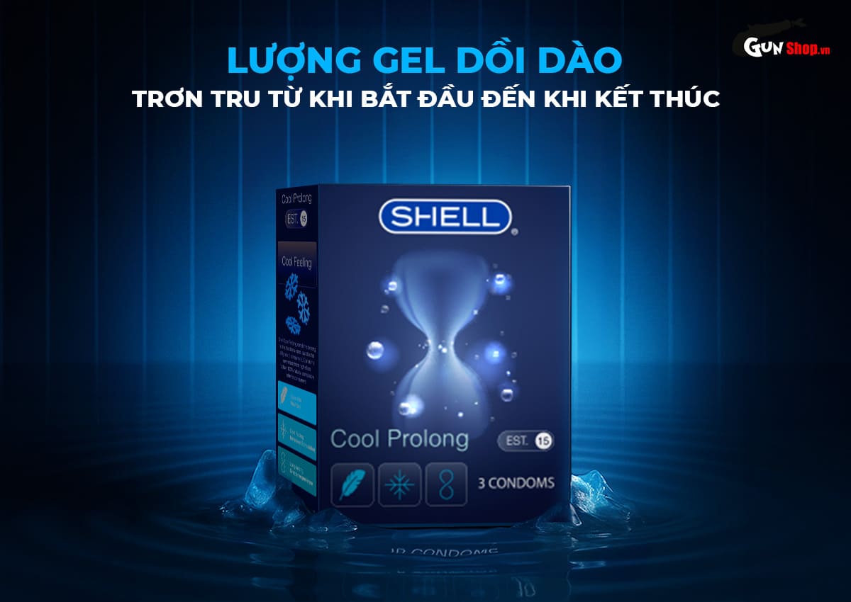 Bao cao su Shell Cool Prolong - Hộp 3 cái chính hang tại Gunshop