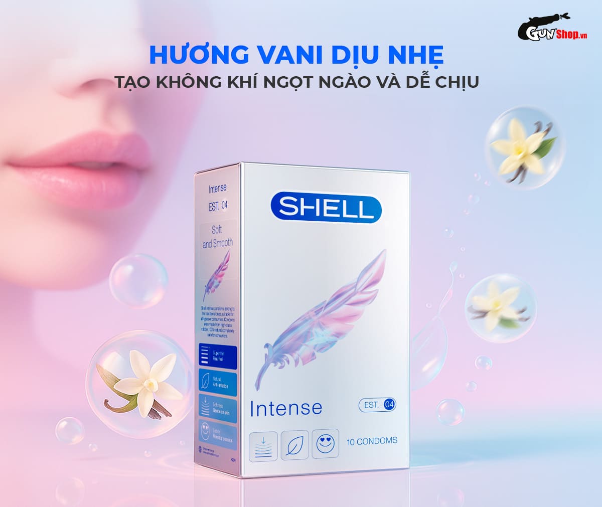Bao cao su Shell Intense - Hộp 10 cái chính hãng tại Gunshop