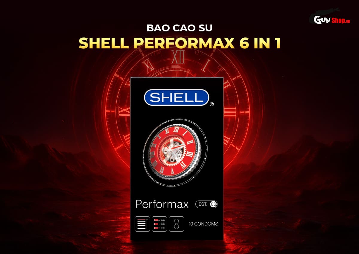 Bao cao su Shell Performax 6 in 1 - Hộp 10 cái cao cấp tại Gunshop