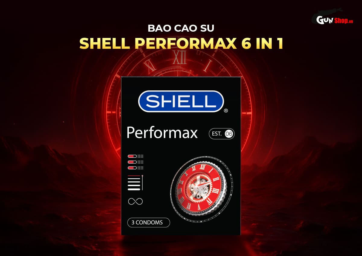 Bao cao su Shell Performax 6 in 1 - Hộp 3 cái cao cấp tại Gunshop