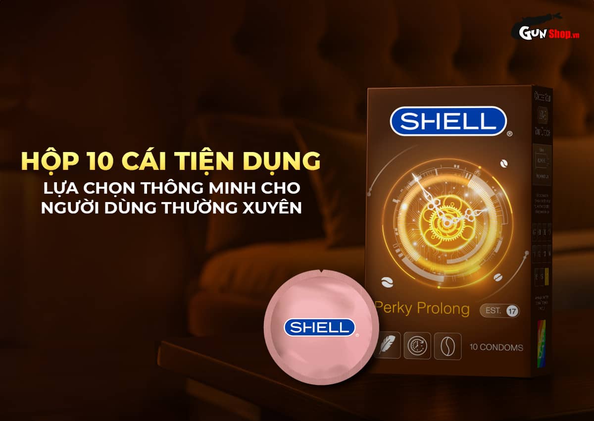 Bao cao su Shell Perky Prolong – Hộp 10 cái chính hãng tại Gunshop