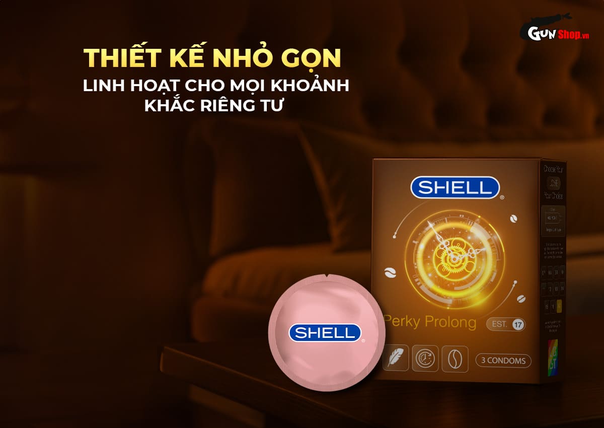 Bao cao su Shell Perky Prolong - Hộp 3 cái chính hang tại Gunshop