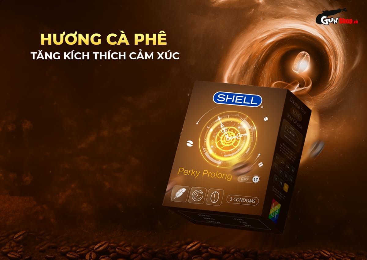 Bao cao su Shell Perky Prolong - Hộp 3 cái chính hang tại Gunshop