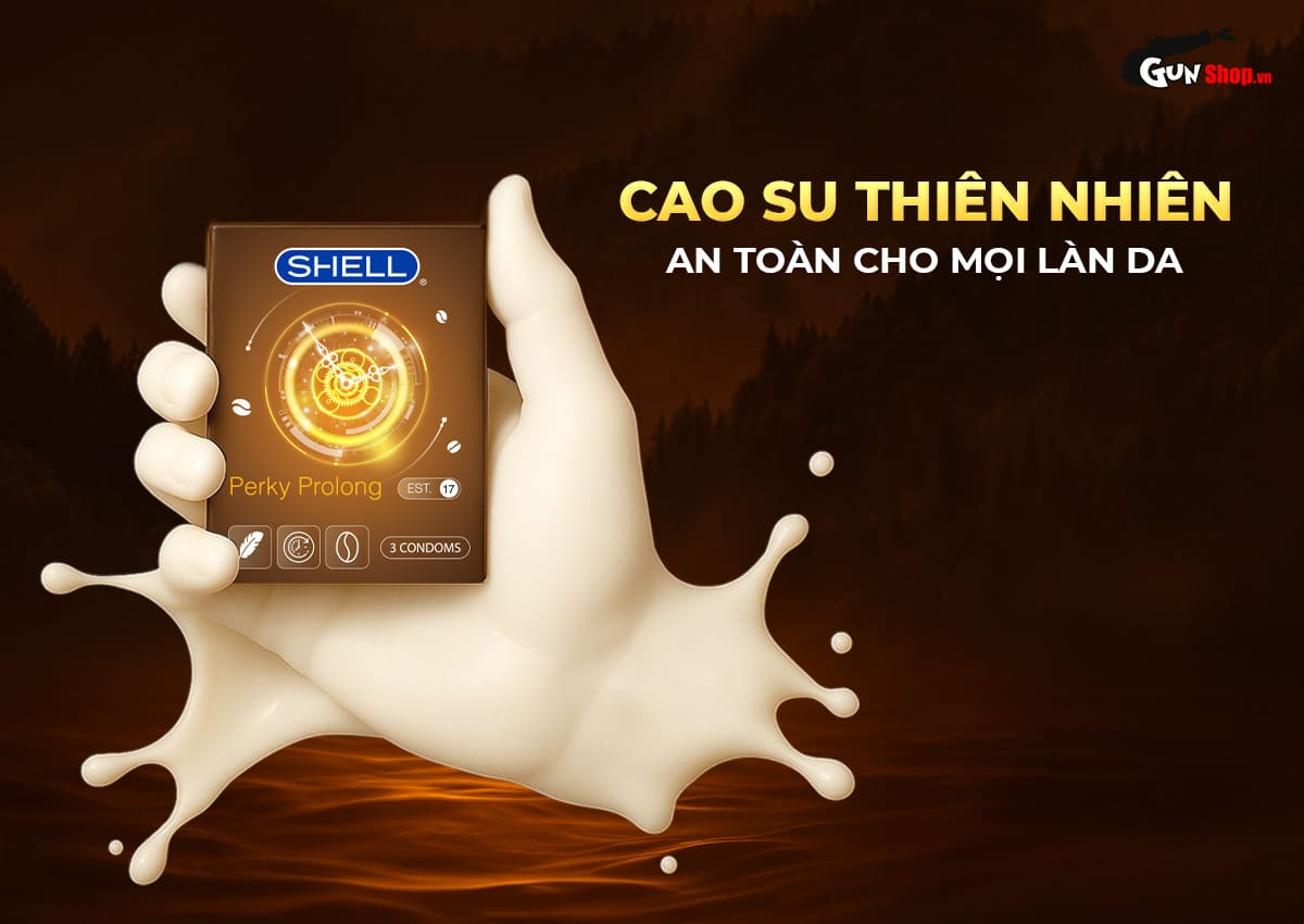 Bao cao su Shell Perky Prolong - Hộp 3 cái chính hang tại Gunshop