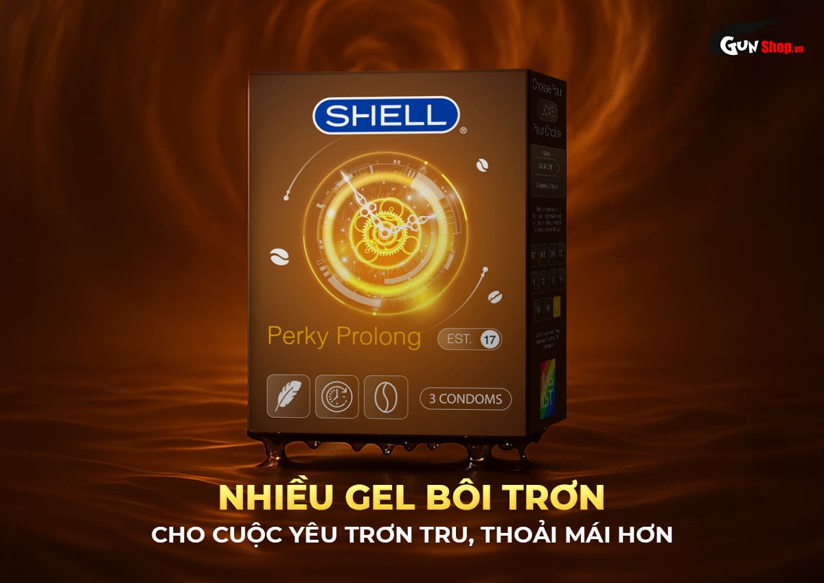 Bao cao su Shell Perky Prolong - Hộp 3 cái chính hang tại Gunshop