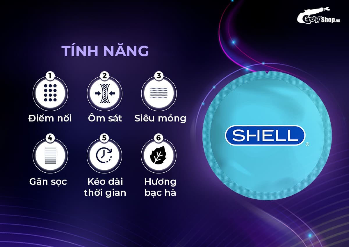 Bao cao su Shell Play Jelly cao cấp chính hãng tại Gunshop