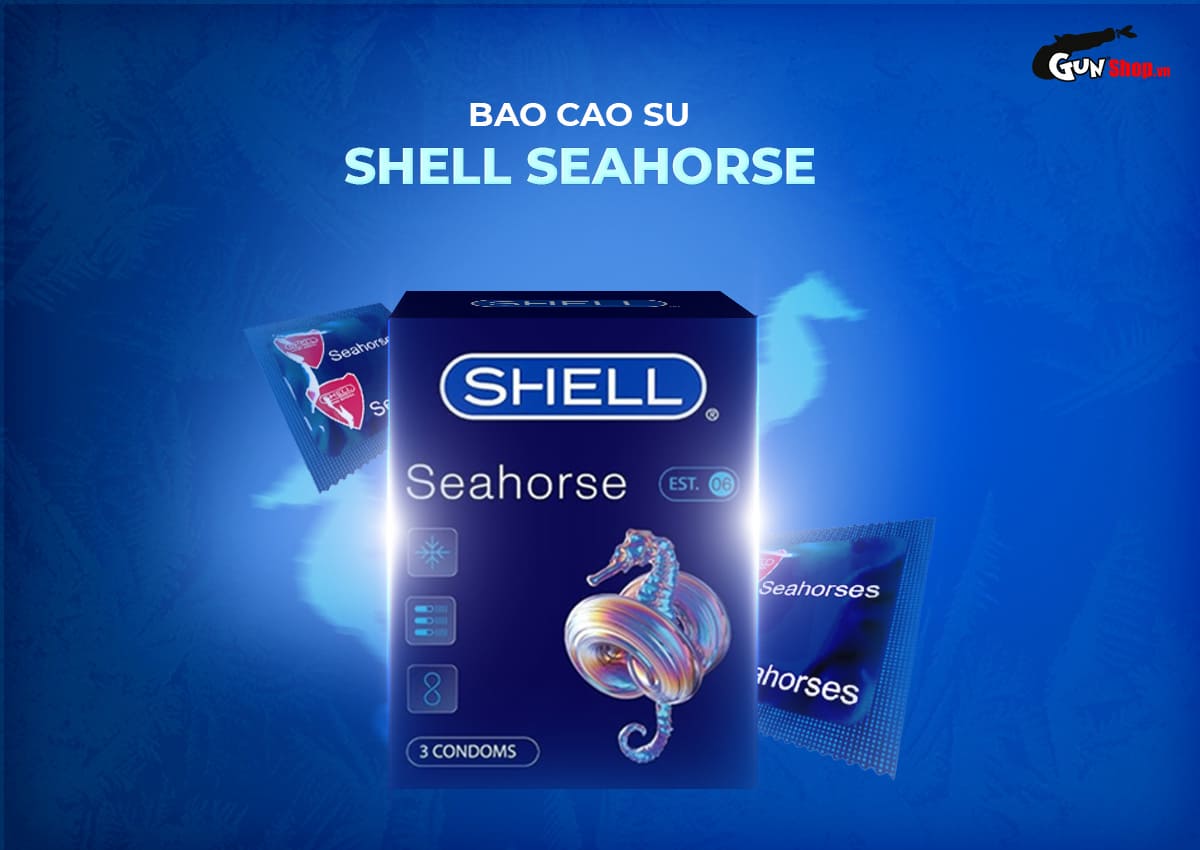 Bao cao su Shell Seahorse - Hộp 3 cái cao cấp tại Gunshop