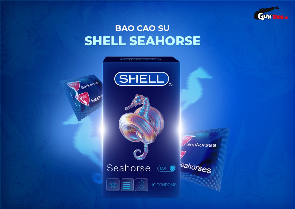 Bao cao su Shell Seahorse - Hộp 10 cái chính hang tại Gunshop