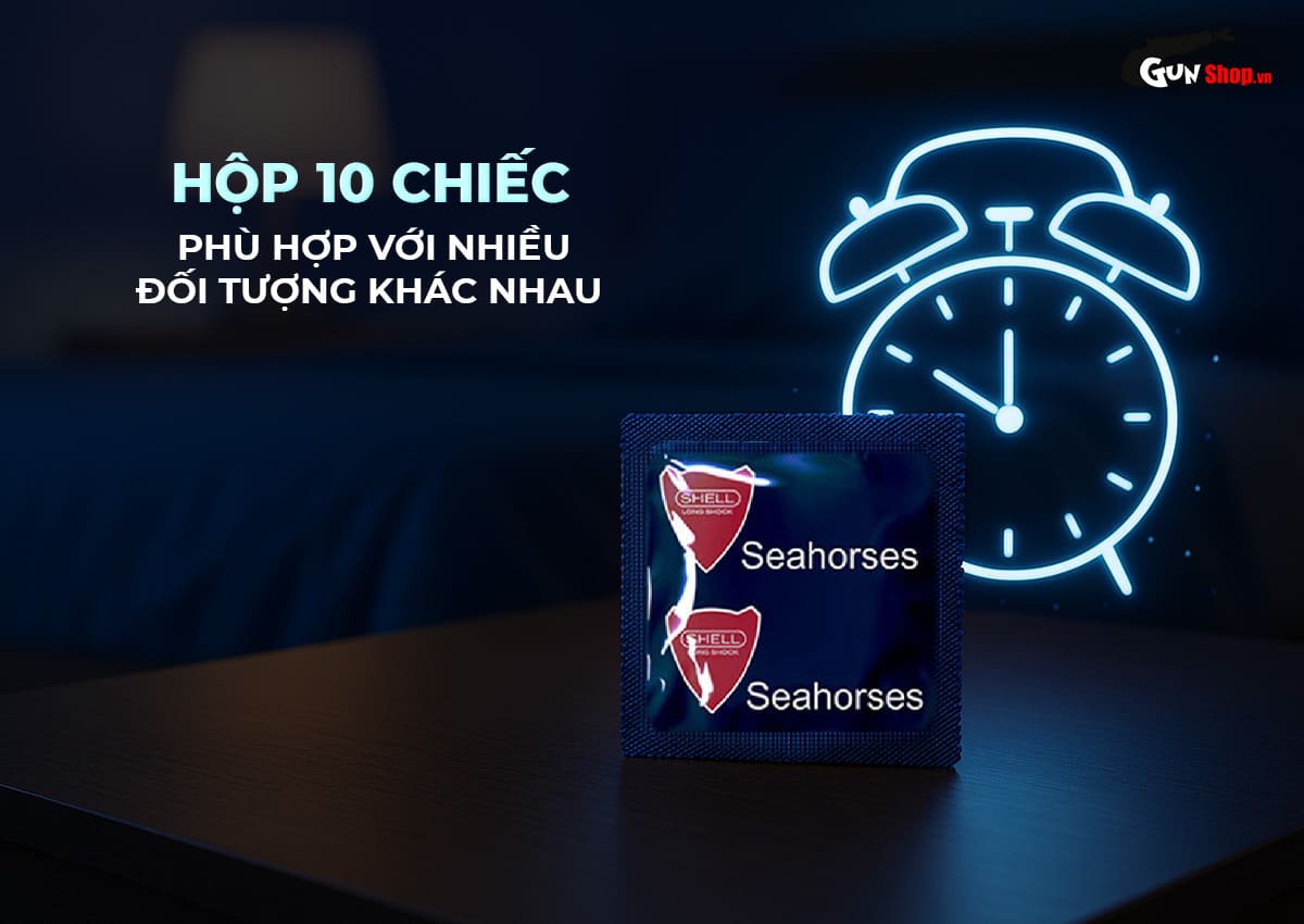 Bao cao su Shell Seahorse - Hộp 10 cái chính hang tại Gunshop