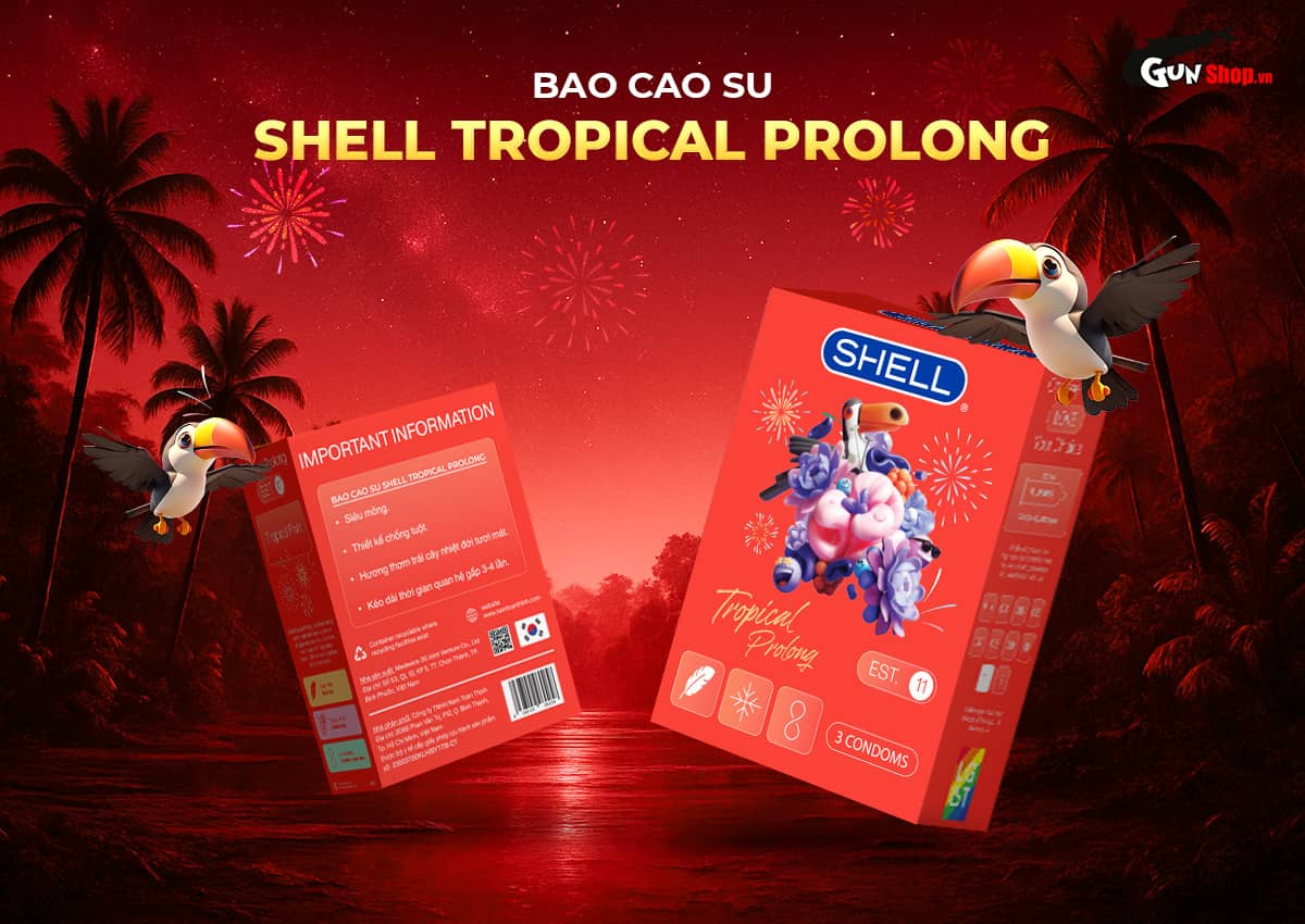 Bao cao su Shell Tropical Prolong - Hộp 3 cái giá rẻ chính hãng tại Gunshop