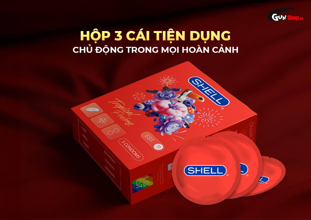 Bao cao su Shell Tropical Prolong - Hộp 3 cái giá rẻ chính hãng tại Gunshop
