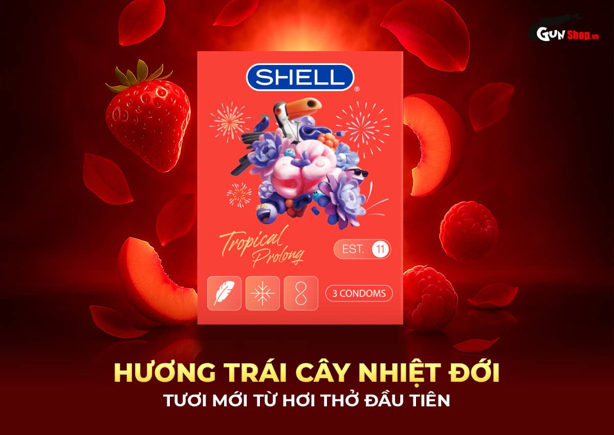Bao cao su Shell Tropical Prolong - Hộp 3 cái giá rẻ chính hãng tại Gunshop