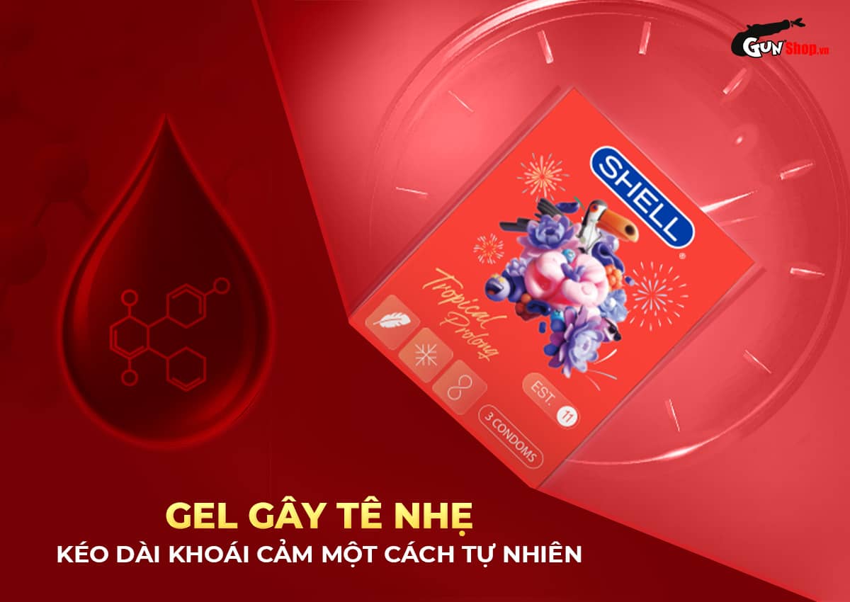 Bao cao su Shell Tropical Prolong - Hộp 3 cái giá rẻ chính hãng tại Gunshop