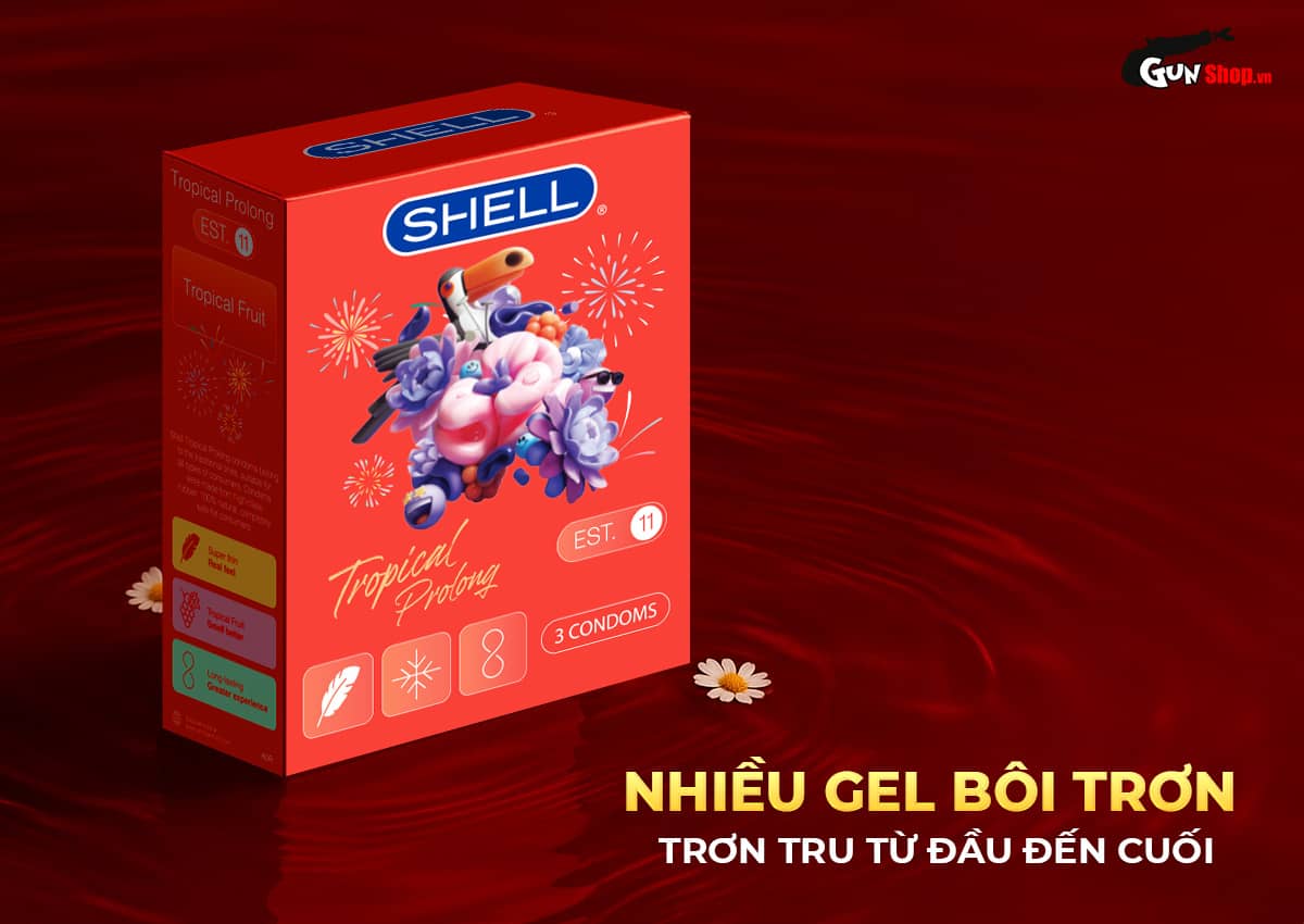 Bao cao su Shell Tropical Prolong - Hộp 3 cái giá rẻ chính hãng tại Gunshop