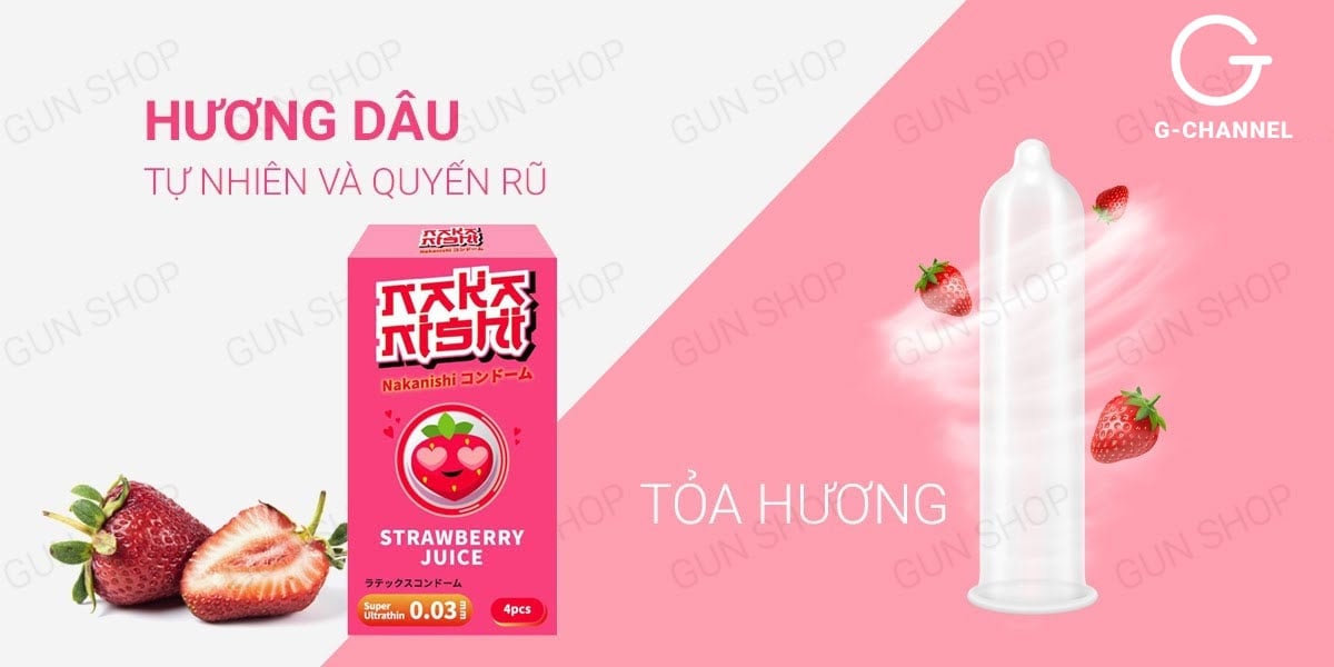 Bao cao su hương vị dâu giá rẻ, chính hãng tại Gunshop