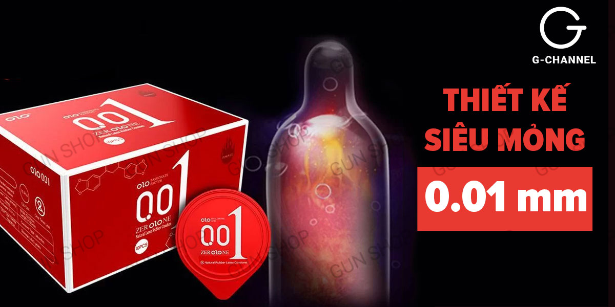 Bao cao su OLO 0.01 Đỏ - Siêu mỏng, nóng ấm - Hộp 10 cái