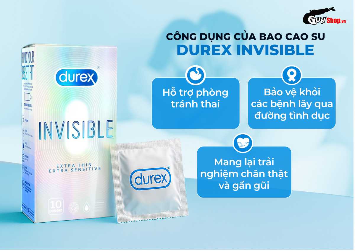 bao cao su Durex Invisible Extra Thin Extra Sensitive chính hãng tại Gunshop