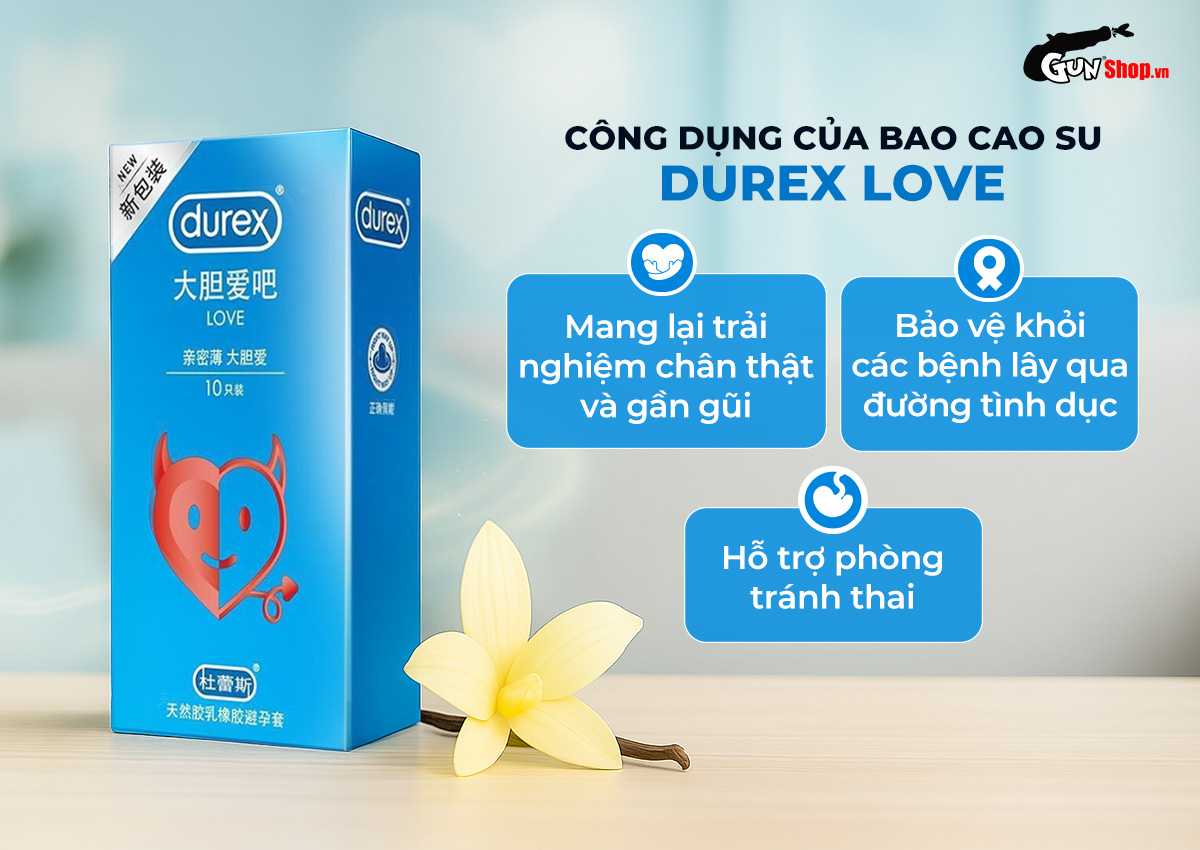 Công dụng của bao cao su hương vani Durex Love