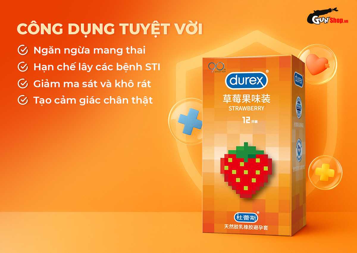 Công dụng của bao cao su Durex Strawberry