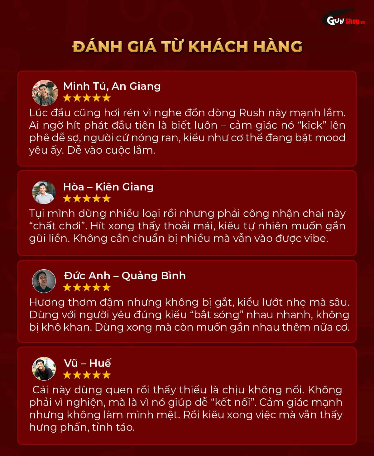 Đánh giá từ khách hàng về chai hít Popper Rush Ultra Strong Red