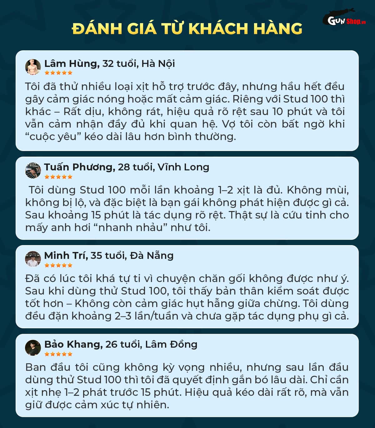 Hướng dẫn sử dụng đúng cách stud 100