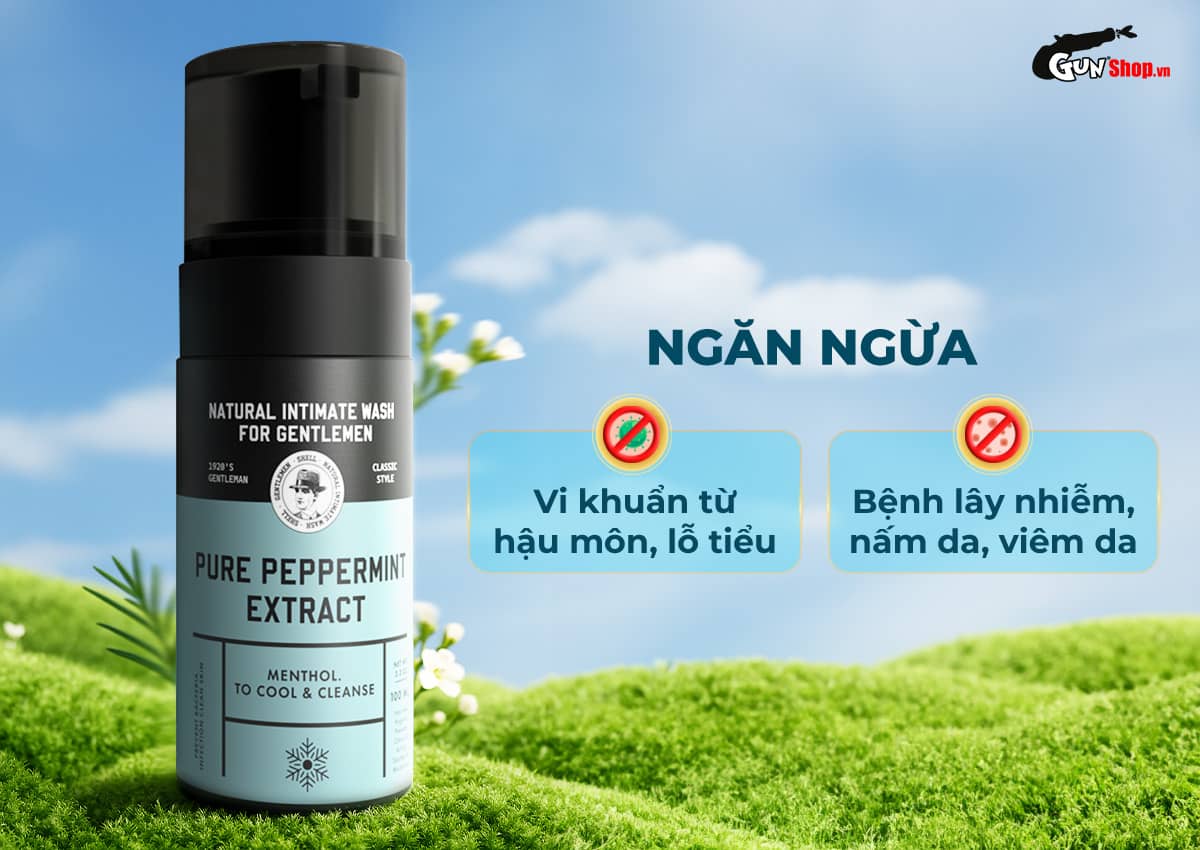 Dung dịch vệ sinh nam Shell Pure Peppermint Extract 100ml dạng bọt, với tinh chất bạc hà tươi mát