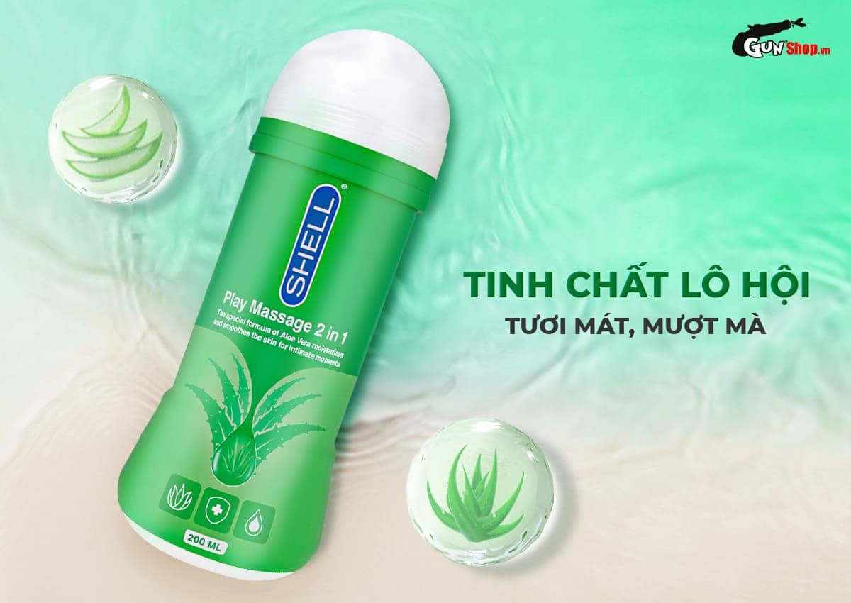 Gel bôi trơn Shell Play Massage 2 in 1 Aloe Vera chính hãng tại Gunshop