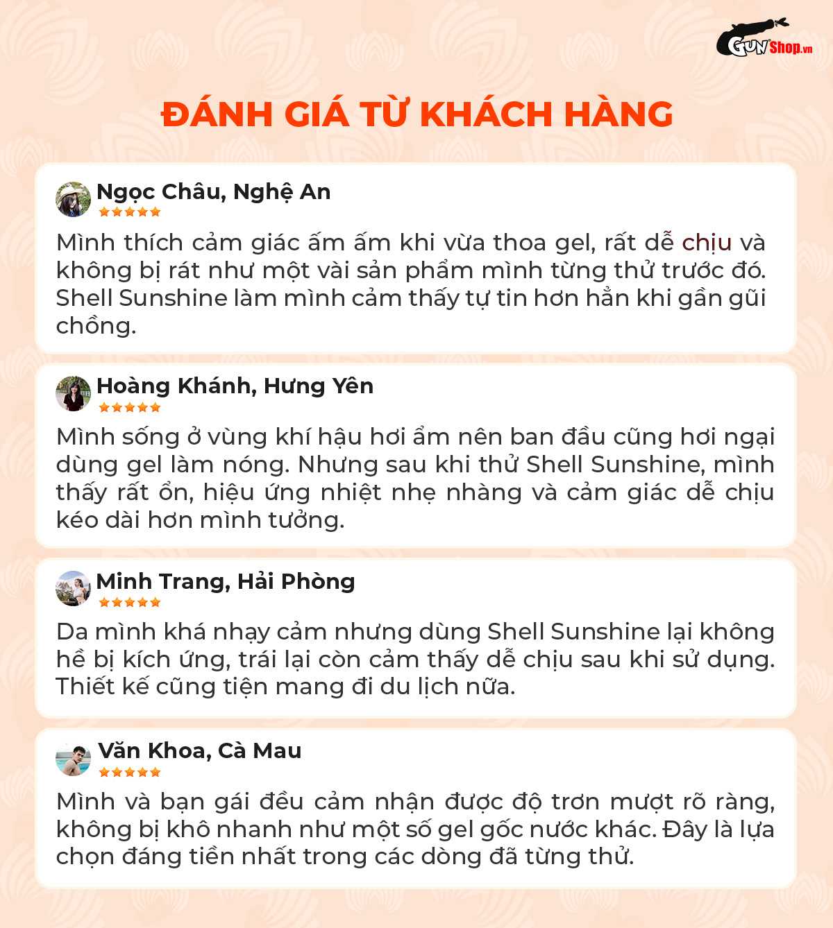Đánh giá gel bôi trơn Shell Sunshine từ khách hàng