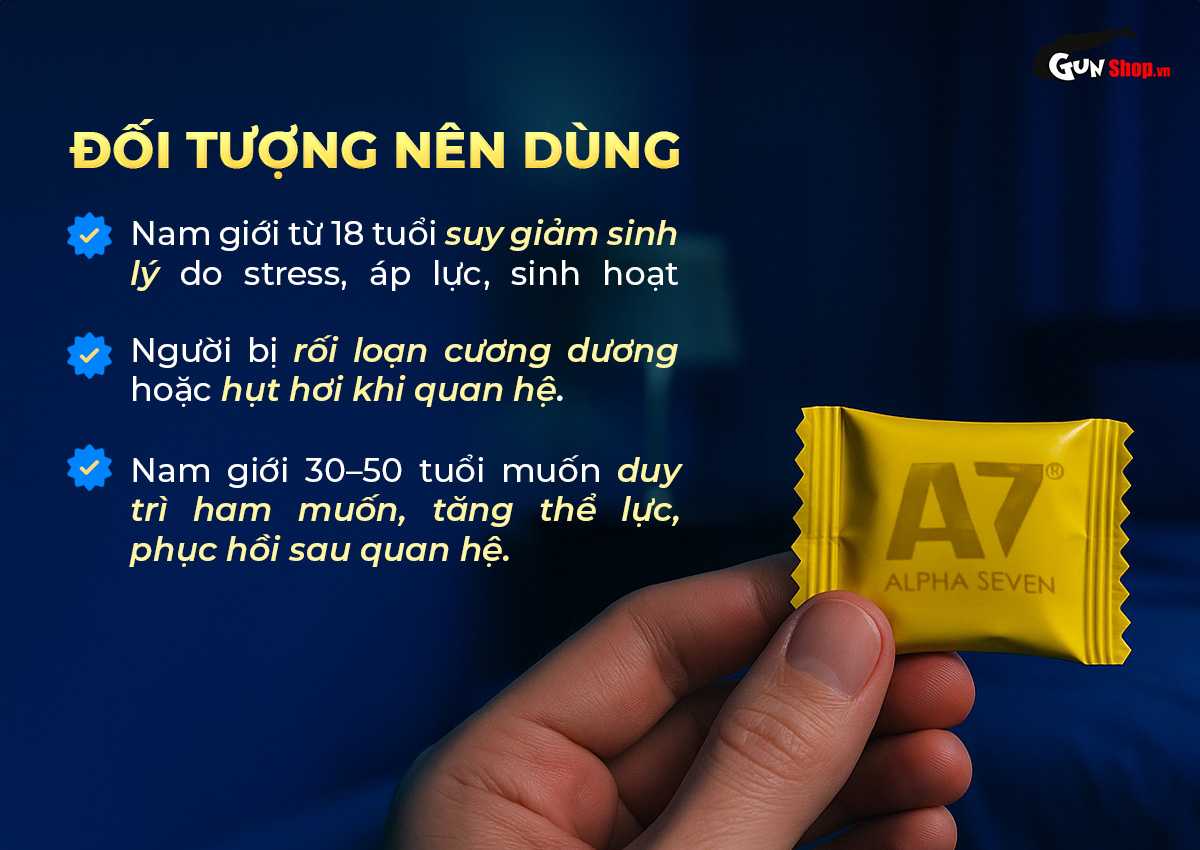 Kẹo nhân sâm Alpha Seven A7 tăng cường sinh lý, cải thiện rối loạn cương dương
