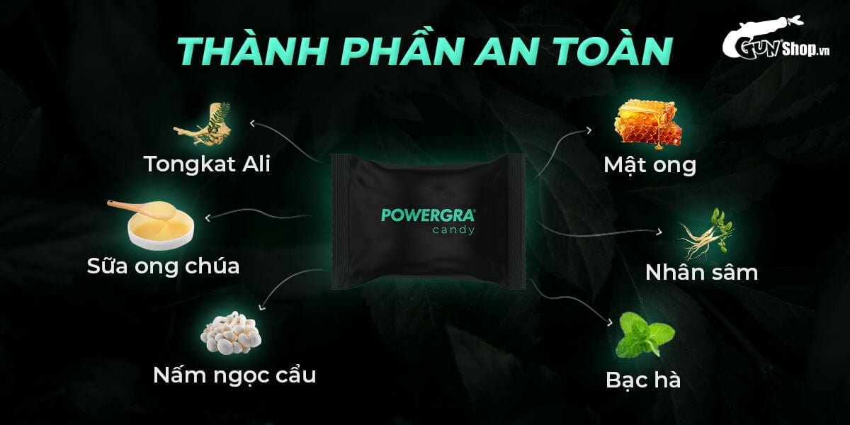 Kẹo bạc hà Powergra Mint Energy thành phần an toàn