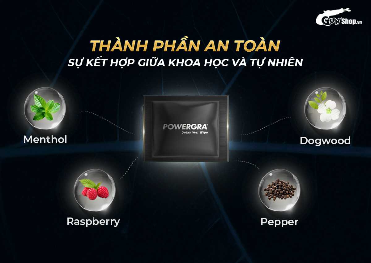 Khăn lau Powergra Delay Wet Wipes kéo dài thời gian chính hãng tại Gunshop