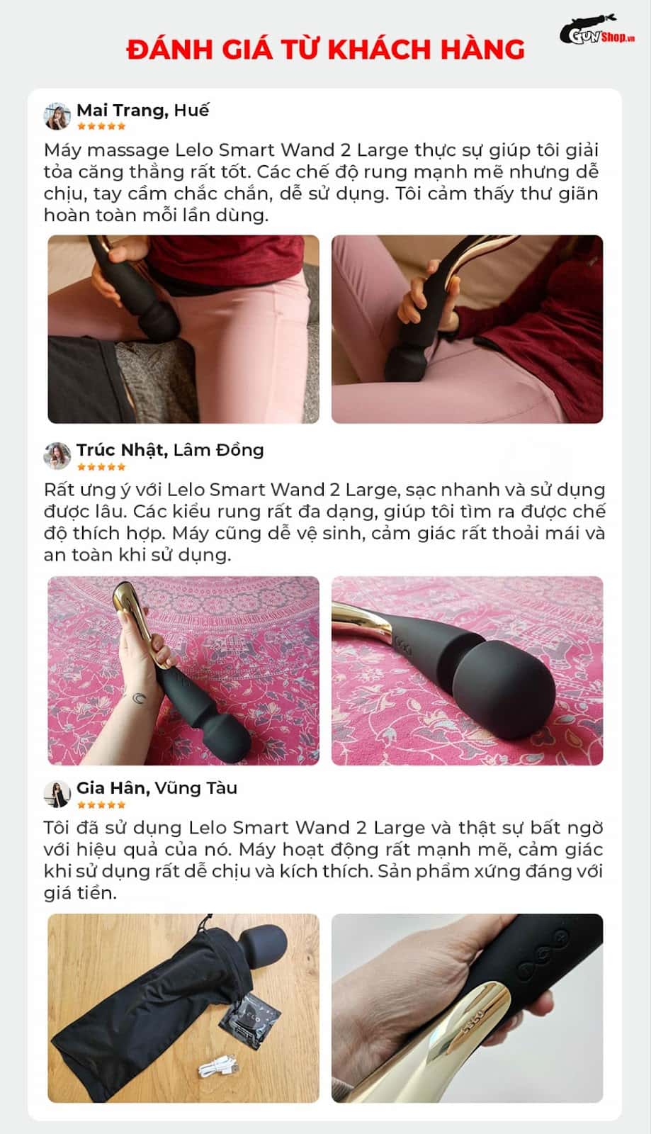Đánh giá của khách hàng đã mua Lelo Smart Wand 2 Large tại Gunshop