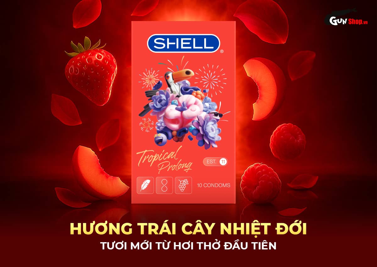 Bao cao su Shell Tropical Prolong - Hộp 10 cái chính hãng tại Gunshop