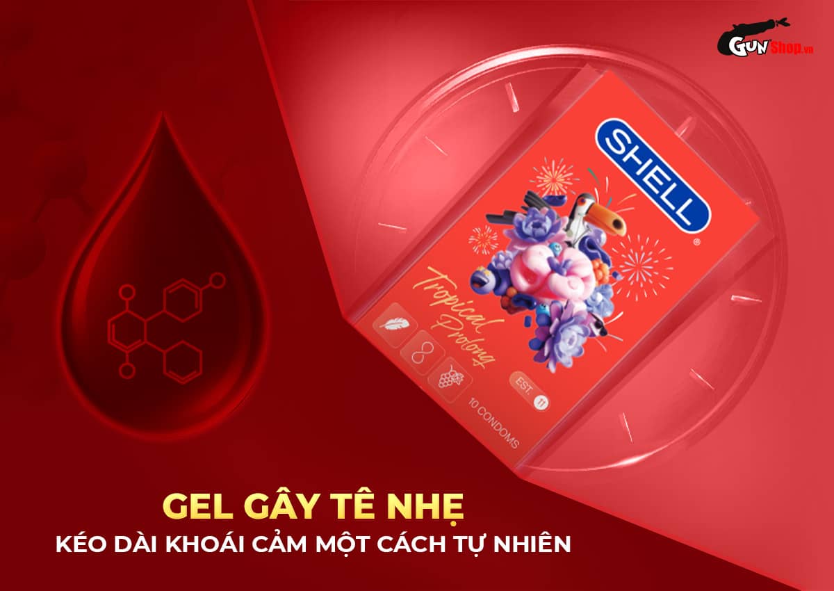 Bao cao su Shell Tropical Prolong - Hộp 10 cái chính hãng tại Gunshop