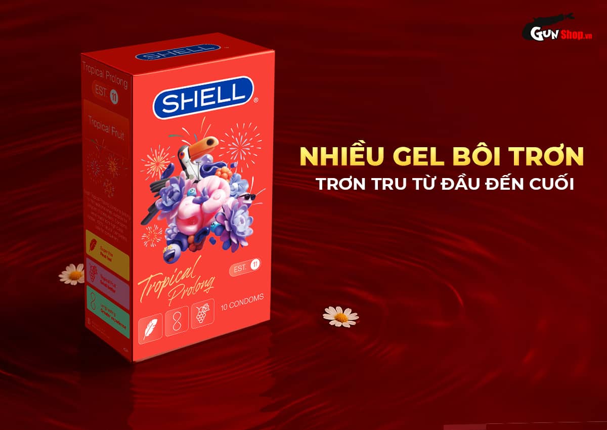 Bao cao su Shell Tropical Prolong - Hộp 10 cái chính hãng tại Gunshop