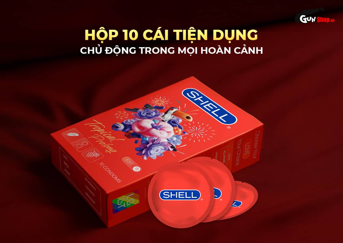Bao cao su Shell Tropical Prolong - Hộp 10 cái chính hãng tại Gunshop