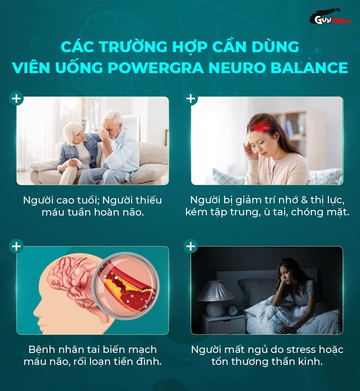 Viên uống bổ não, tăng cường trí nhớ Powergra Neuro Balance cao cấp tại Gunshop