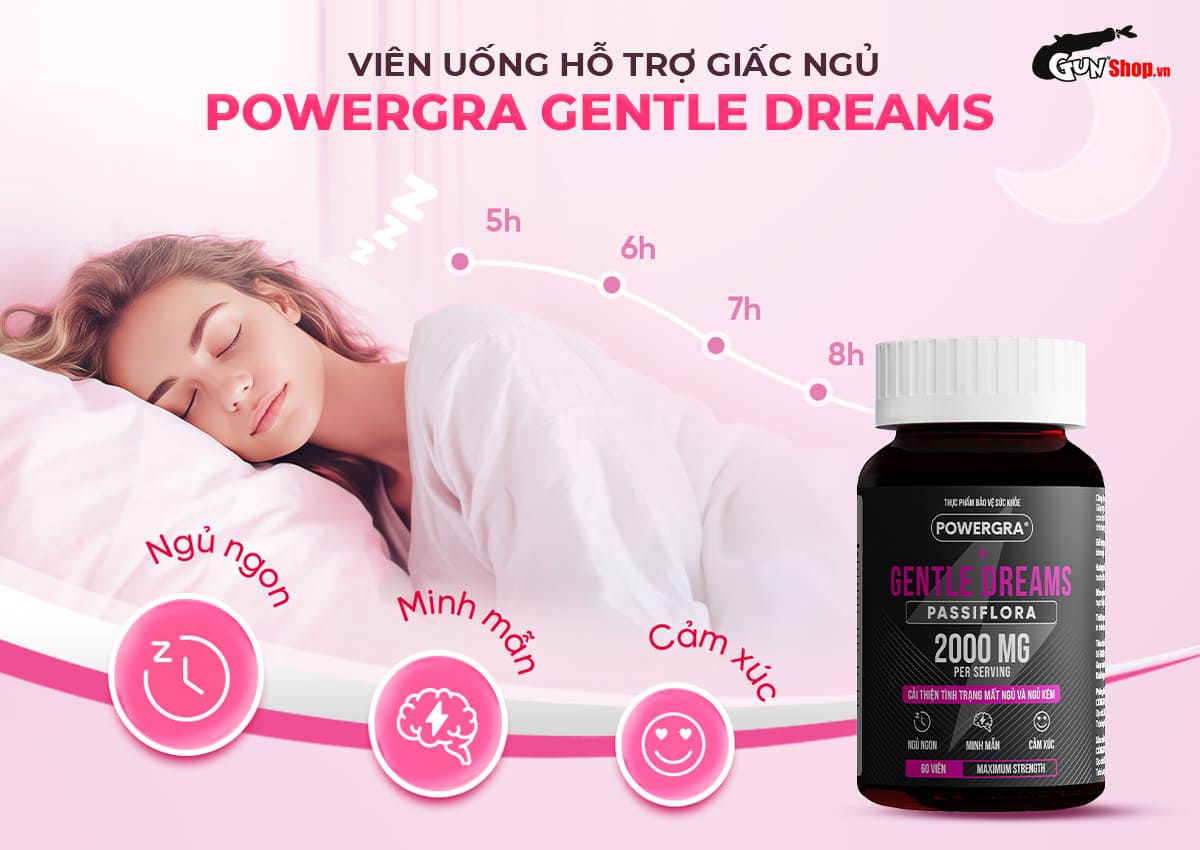 Viên uống cải thiện tình trạng giấc ngủ và ngủ kém Powegra Gentle Dreams