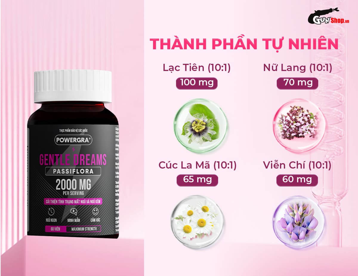Viên uống cải thiện tình trạng giấc ngủ và ngủ kém Powegra Gentle Dreams chính hãng tại Gunshop