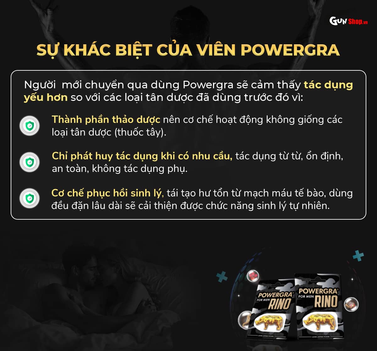 Viên uống tăng cường sinh lý Powergra For Men Rino chính hãng tại Gunshop.vn